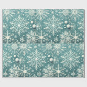 Christmas Snowflakes Snow Teal White Decoupage ラッピングペーパー (フラット)