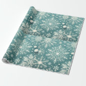 Christmas Snowflakes Snow Teal White Decoupage ラッピングペーパー (アンロールド)
