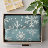 Christmas Snowflakes Snow Teal White Decoupage 薄葉紙 (ギフト)