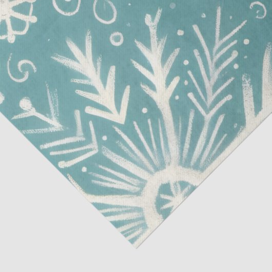 Christmas Snowflakes Snow Teal White Decoupage 薄葉紙 (詳細)