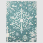 Christmas Snowflakes Snow Teal White Decoupage 薄葉紙 (正面)