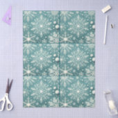 Christmas Snowflakes Snow Teal White Decoupage 薄葉紙 (クラフト)