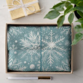 Christmas Snowflakes Snow Teal White Decoupage 薄葉紙 (ギフト)