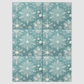 Christmas Snowflakes Snow Teal White Decoupage 薄葉紙 (正面)
