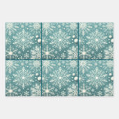 Christmas Snowflakes Teal Red Purple Decoupage ラッピングペーパーシート (正面)