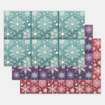 Christmas Snowflakes Teal Red Purple Decoupage