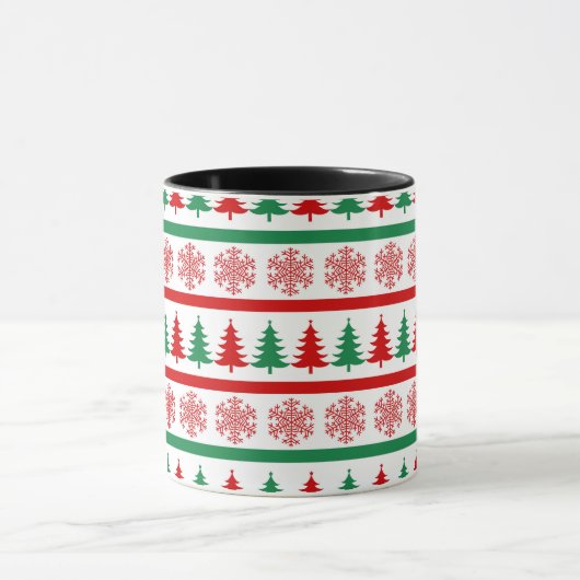 Christmas Snowflakes & Trees Printed Mug Cup マグカップ (中央)