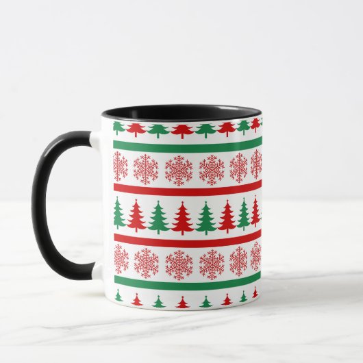 Christmas Snowflakes & Trees Printed Mug Cup マグカップ (左)