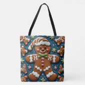 Christmas Snowing Gingerbread Man トートバッグ (正面)