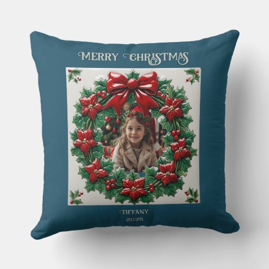 Christmas Snowing Gingerbread Man Throw Pillow クッション (裏面)