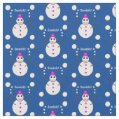 Christmas Snowlady Juggling Snowballs Funny ファブリック (クローズアップ)