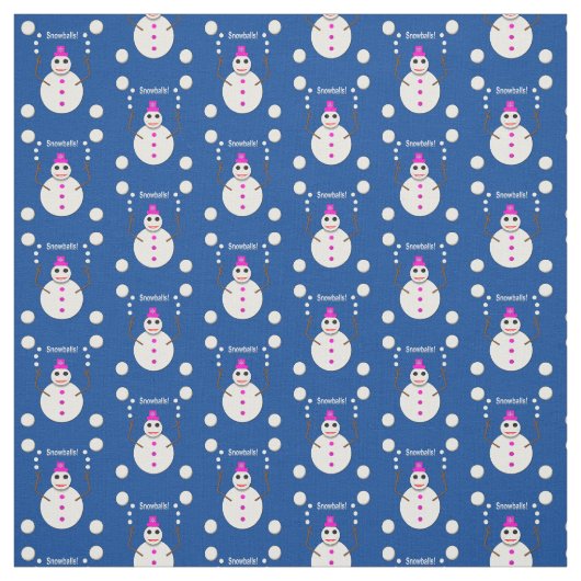 Christmas Snowlady Juggling Snowballs Funny ファブリック (見本)