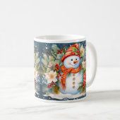 Christmas Snowman コーヒーマグカップ (正面右)