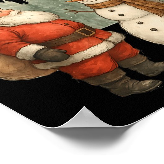 Christmas Snowman And Santa He Was Made Snow ポスター (角)