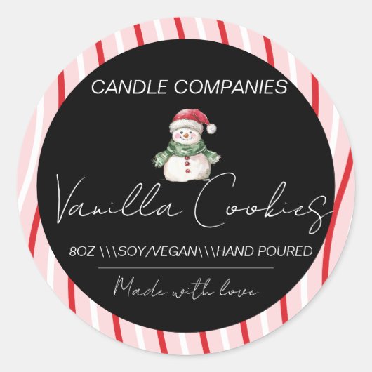 Christmas  Snowman Candle Maker Business  ラウンドシール (正面)