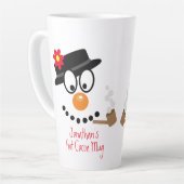 Christmas Snowman Cartoon Personalized Hot Cocoa カフェラテマグ (左アングル)