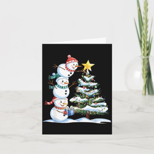 Christmas Snowman Christmas Tree Funny Snowman Lov カード (正面)
