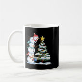 Christmas Snowman Christmas Tree Funny Snowman Lov コーヒーマグカップ (左)