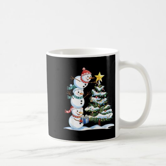 Christmas Snowman Christmas Tree Funny Snowman Lov コーヒーマグカップ (右)
