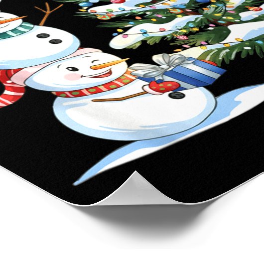 Christmas Snowman Christmas Tree Funny Snowman Lov ポスター (角)