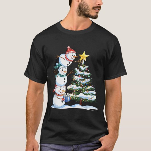 Christmas Snowman Christmas Tree Funny Snowman Lov Tシャツ (正面)