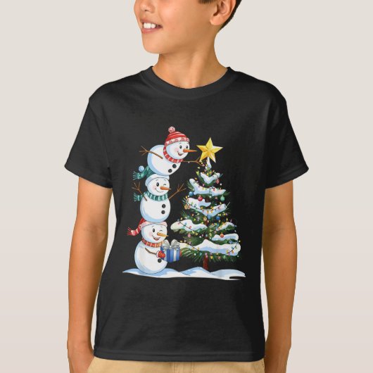Christmas Snowman Christmas Tree Funny Snowman Lov Tシャツ (正面)