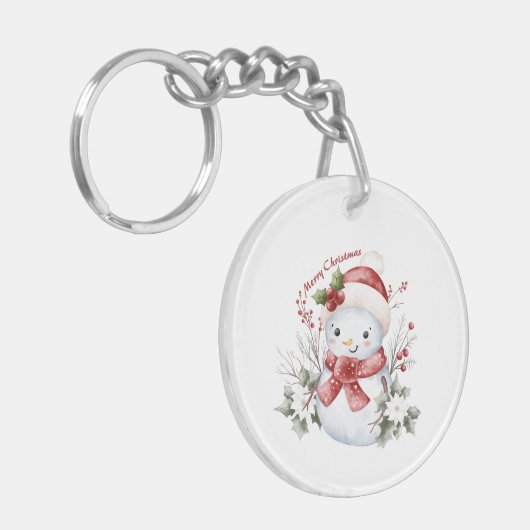 "Christmas Snowman Delight Acrylic Keychain キーホルダー (正面左)