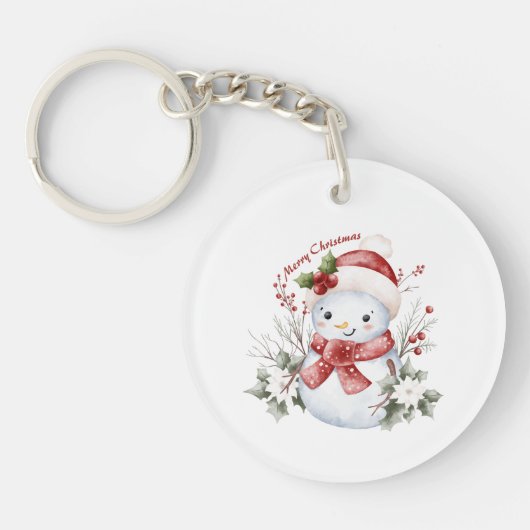 "Christmas Snowman Delight Acrylic Keychain キーホルダー (正面)