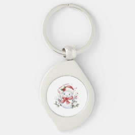 "Christmas Snowman Delight Metal Keychain キーホルダー