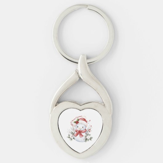 "Christmas Snowman Delight Metal Keychain キーホルダー (正面)