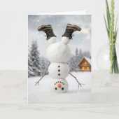 Christmas Snowman Doing a Headstand  カード (正面)
