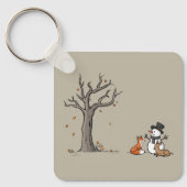 Christmas Snowman Fox And Deer Woodland Animal  キーホルダー (正面)