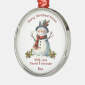 Christmas Snowman Gift For Nanna - Grandma メタルオーナメント (左)