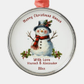 Christmas Snowman Gift For Nanna - Grandma メタルオーナメント (正面)