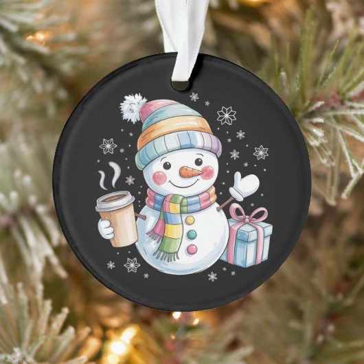 Christmas Snowman Gift Holiday Winter Xmas Coffee オーナメント (ツリー)