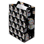 Christmas Snowman Gift Holiday Winter Xmas Coffee ミディアムペーパーバッグ (裏面アングル)