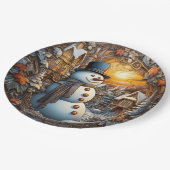 Christmas Snowman Holiday ペーパープレート (アングル)