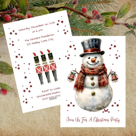Christmas Snowman Holiday Party Invitation 招待状