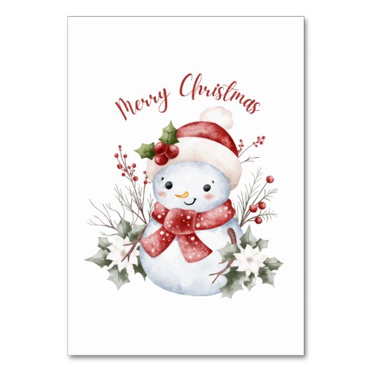 Christmas Snowman Holiday Table Card テーブルナンバー (正面)