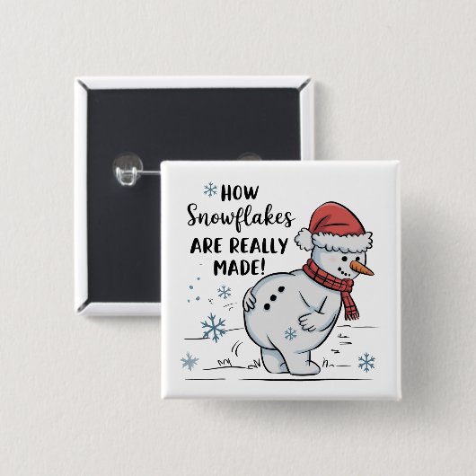 Christmas Snowman How Snowflakes Are Really Made 缶バッジ (正面&裏面)