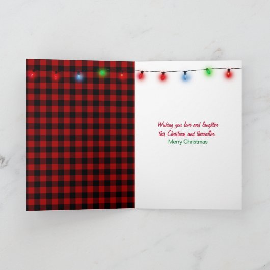 Christmas Snowman Hugging a Fawn シーズンカード (内部)