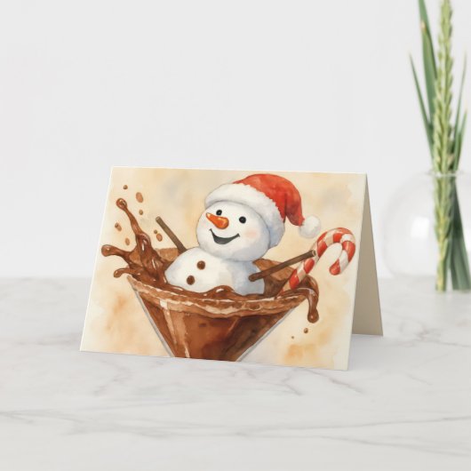 Christmas Snowman In a Chocolate Martini カード (正面)