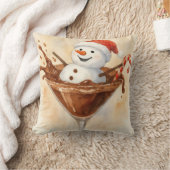 Christmas Snowman In a Chocolate Martini クッション (ブランケット)