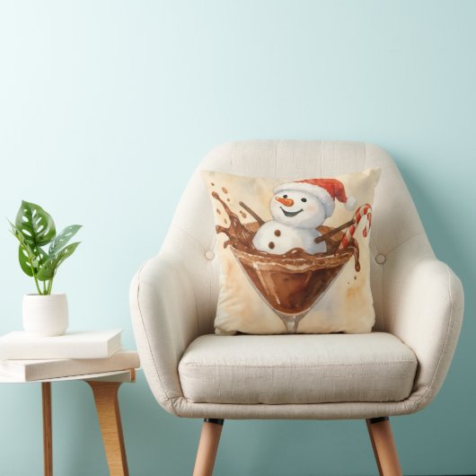 Christmas Snowman In a Chocolate Martini クッション (椅子)