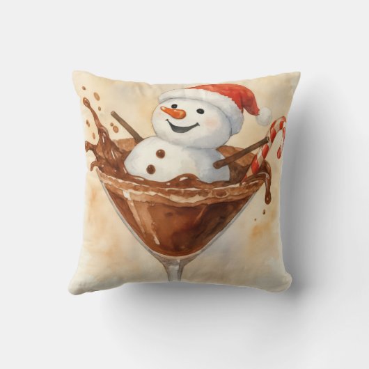 Christmas Snowman In a Chocolate Martini クッション (裏面)