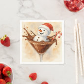 Christmas Snowman In a Chocolate Martini スタンダードカクテルナプキン (インサイチュ)