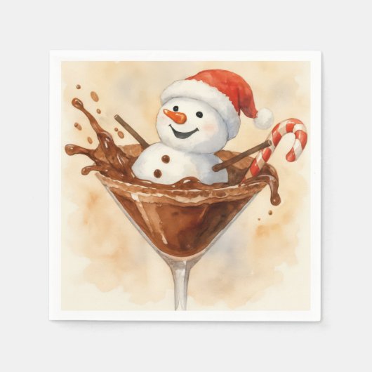 Christmas Snowman In a Chocolate Martini スタンダードカクテルナプキン (正面)