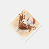 Christmas Snowman In a Chocolate Martini スタンダードカクテルナプキン (角)