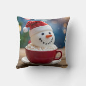 Christmas Snowman In Hot Cocoa クッション (裏面)