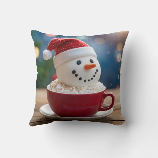 Christmas Snowman In Hot Cocoa クッション (裏面)